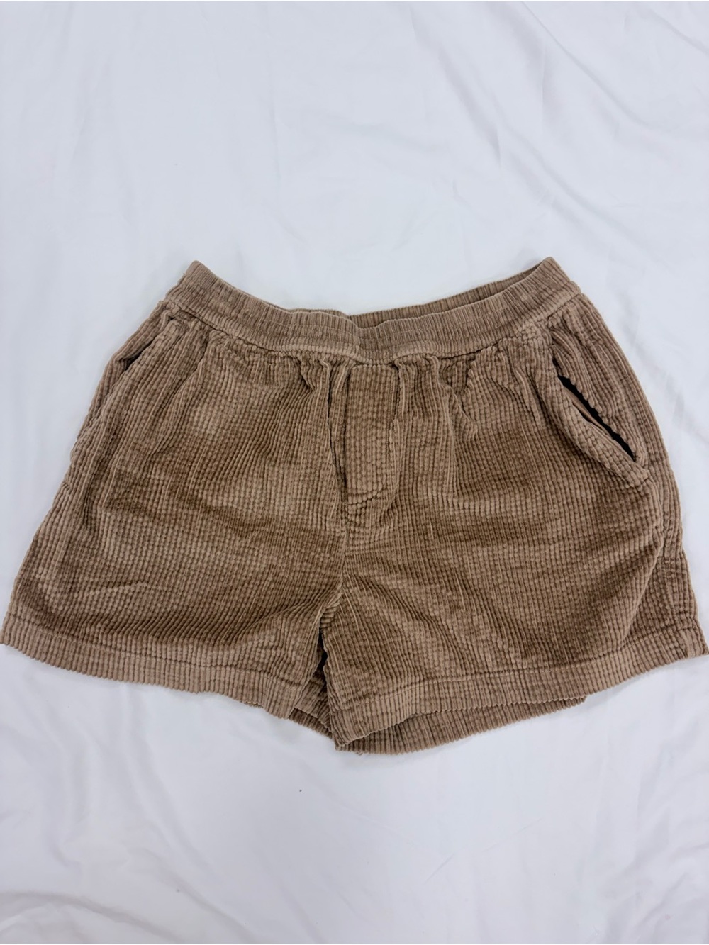 aerie Corduroy Drawstring Shorts in Taupe